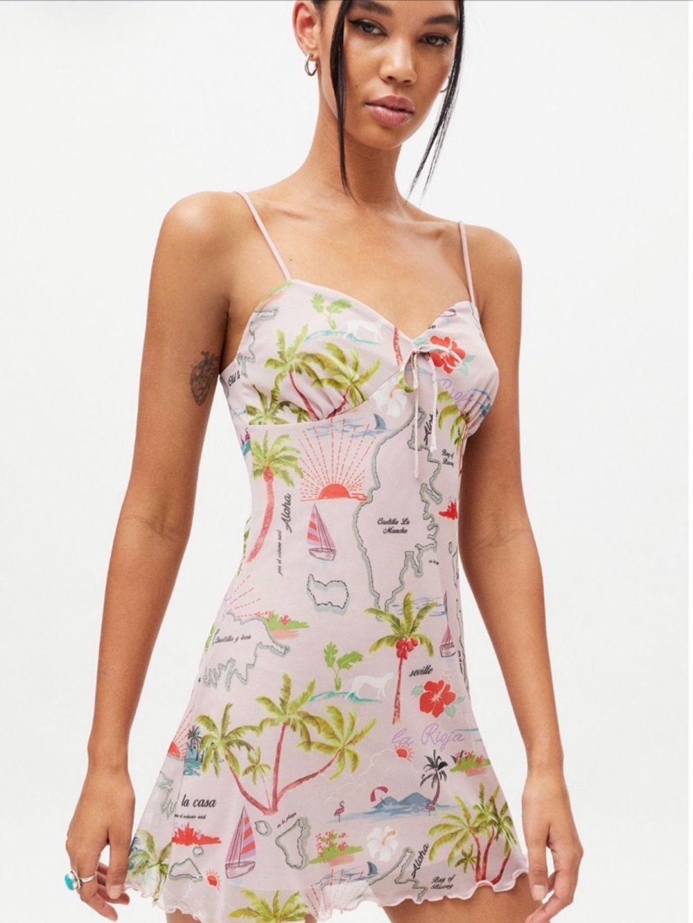 3 for $30- Urban Outfitters Pink Tropical Print Mini Dress